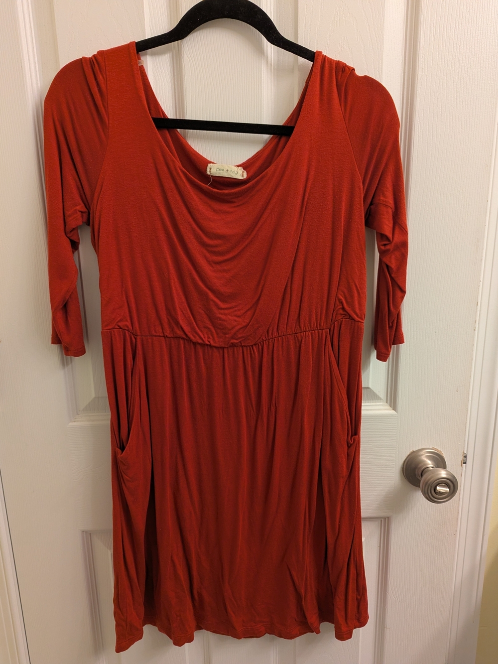 Women's Rust Red Jersey Dress with Pockets